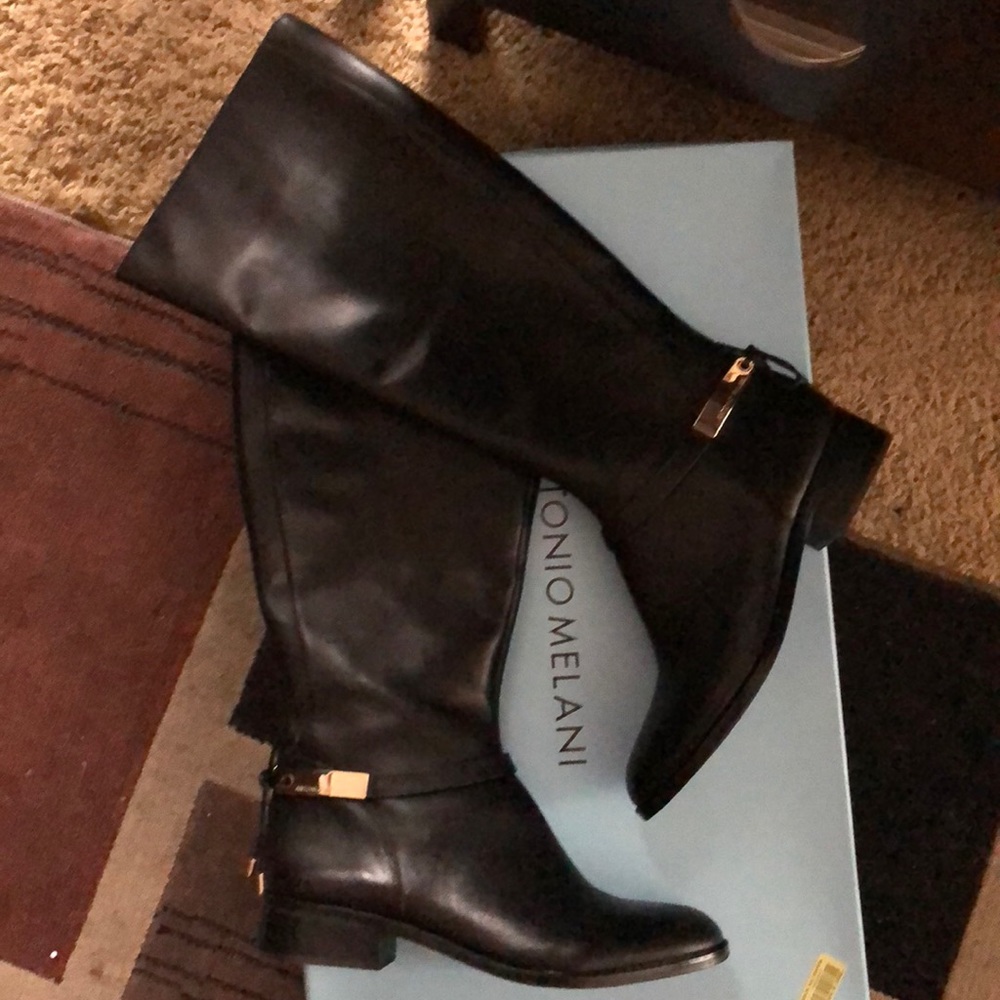 Antonio Melani Black Eldyns wide calf boots.